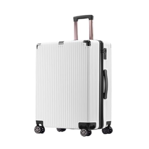 WLFKL Koffer Starker Und Verdickter Koffer, Business-Trolley-Koffer, Explosionsgeschützter Reißverschluss, Leiser Rollenkoffer Hartschalenkoffer(White,24in) von WLFKL