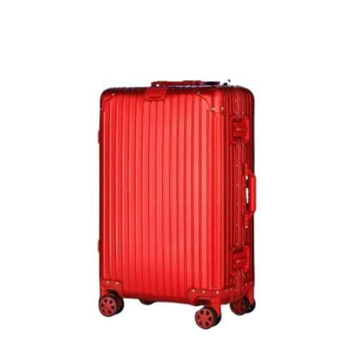 WLFKL Koffer Trolley-Koffer Aus Vollaluminium-Magnesiumlegierung, Geräuschloser Koffer Mit Drehbarem Rad, Robuster Und Langlebiger Passwort-Koffer Hartschalenkoffer(Red,20in) von WLFKL