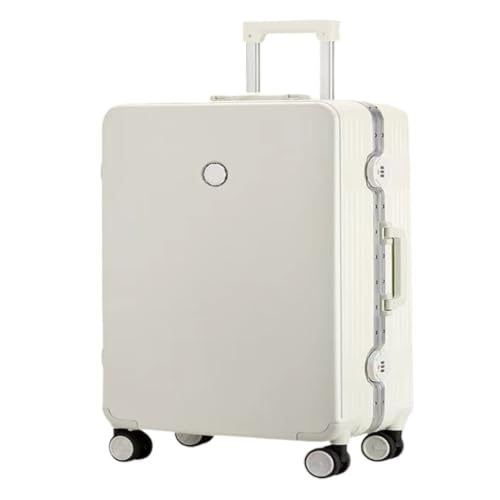 WLFKL Koffer Trolley-Koffer mit Aluminiumrahmen, leiser Universal-Rad-Passwort-Koffer for männliche und weibliche Studenten Hartschalenkoffer(White) von WLFKL