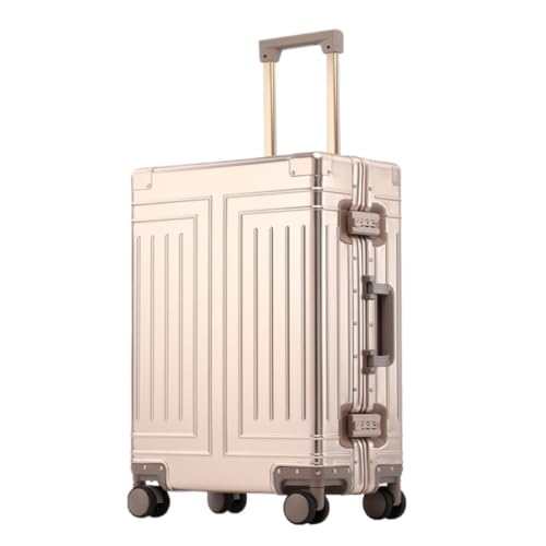 WLFKL Koffer Vollaluminium-Koffer Aus Magnesiumlegierung, Trolley-Koffer for Herren, Universal-Rad-Koffer, Tasche, Passwort-Boarding-Koffer Hartschalenkoffer(Gold,24in) von WLFKL