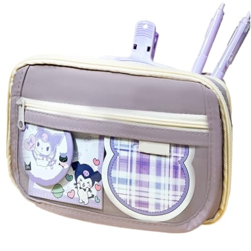 WLFKL Waschbare Federtasche Einfache Flip-Top-Federmäppchen, Schreibwaren-Tasche, Studenten-Federmäppchen, Großes Fassungsvermögen, Multifunktionale Schreibwarenbox Stiftbeutel(Purple) von WLFKL