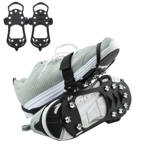 WLHFDC Steigeisen,Spikes Grödel für Schuhe,Schuhspikes mit 10 Edelstahl Zähne,Grödel Steigeisen für Bergschuhe Wanderschuhe,Anti-Rutsch Schuhspikes für Gehen Wandern Trekking Eisfischen Winter Outdoor WLHFDC Steigeisen,Spikes Grödel für Schuhe,Schuhspikes mit 10 Edelstahl Zähne,Grödel Steigeisen für Bergschuhe Wanderschuhe,Anti-Rutsch Schuhspikes für Gehen Wandern Trekking Eisfischen Winter Outdoor von WLHFDC