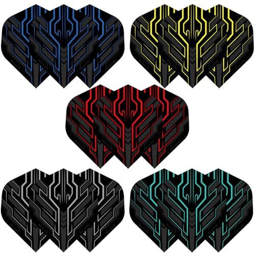 WLHGH Dart Flights, 5 Sets à 3 Stück, insgesamt 15 Premium PET Standard Dartflights für Soft und Steel-Tip Dartpfeile WLHGH Dart Flights, 5 Sets à 3 Stück, insgesamt 15 Premium PET Standard Dartflights für Soft und Steel-Tip Dartpfeile von WLHGH