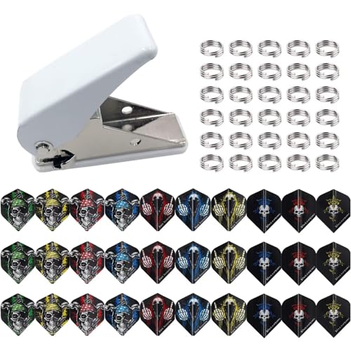 WLHGH Dart Locher, Dart Flights Flight Locher, Standard Dart Flights zubehör mit 30 Flights in 10 verschiedenen Skulls Designs und dreißig Metallringe WLHGH Dart Locher, Dart Flights Flight Locher, Standard Dart Flights zubehör mit 30 Flights in 10 verschiedenen Skulls Designs und dreißig Metallringe von WLHGH