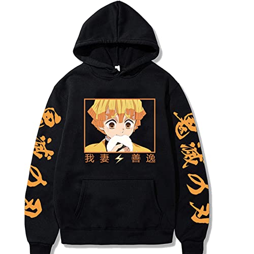 WLIN Hot Anime Demon Slayer Agatsuma Zenitsu Printed Hoodie New Manga Harajuku Langarm Pullover Homme Hip Hop Sudadera De Hombres von WLIN