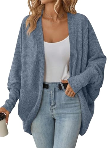 WLLDDDIU Leichte Boleros für Damen Oversize Strickjacke eleganter Umhang mit Fledermausärmeln Bolero Boho Mantel mit offener Vorderseite Abend/Hochzeits Cover Up Schalbluse Blau XL WLLDDDIU Leichte Boleros für Damen Oversize Strickjacke eleganter Umhang mit Fledermausärmeln Bolero Boho Mantel mit offener Vorderseite Abend/Hochzeits Cover Up Schalbluse Blau XL von WLLDDDIU