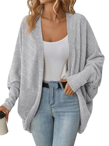 WLLDDDIU Leichte Boleros für Damen Oversize Strickjacke eleganter Umhang mit Fledermausärmeln Bolero Boho Mantel mit offener Vorderseite Abend/Hochzeits Cover Up Schalbluse Grau M WLLDDDIU Leichte Boleros für Damen Oversize Strickjacke eleganter Umhang mit Fledermausärmeln Bolero Boho Mantel mit offener Vorderseite Abend/Hochzeits Cover Up Schalbluse Grau M von WLLDDDIU
