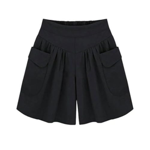 WLLhxyx Damen-Strand-Casual-Shorts, Damen-Shorts mit elastischem Bund, Sommer-Lose-Casual-Shorts (Black,4XL) von WLLhxyx