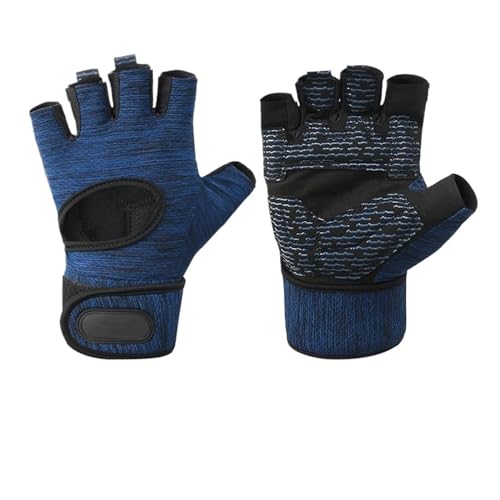 WLTYSM 1 Pair Bodybuilding Half Finger Silicone Non-Slip Gym Gloves Weightlifting Dumbbell Sport Training Yoga Fitness Gloves Turnhandschuhe(1 Pair Blue A,M) von WLTYSM