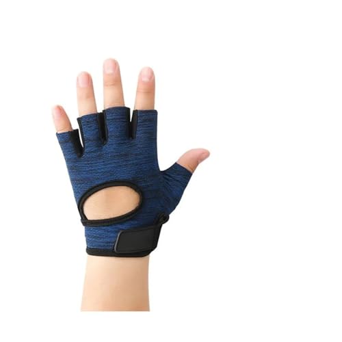 WLTYSM 1 Pair Bodybuilding Half Finger Silicone Non-Slip Gym Gloves Weightlifting Dumbbell Sport Training Yoga Fitness Gloves Turnhandschuhe(1 Pair Blue B,XS) von WLTYSM