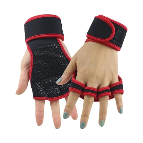WLTYSM Gym Fitness Heavyweight Training Gloves Men Women Body Support Building Gloves Wrist Non-Slip Finger Weightlifting Sports Turnhandschuhe(Red,L) von WLTYSM