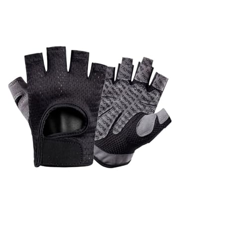 WLTYSM Half-Finger Weightlifting Gloves Unisex Non-Slip Shock-Absorbing Breathable Gym Sport Hand Protection Fitness Equipment Turnhandschuhe(Black,S) von WLTYSM
