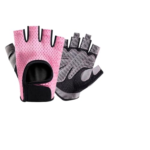 WLTYSM Half-Finger Weightlifting Gloves Unisex Non-Slip Shock-Absorbing Breathable Gym Sport Hand Protection Fitness Equipment Turnhandschuhe(Pink,L) von WLTYSM