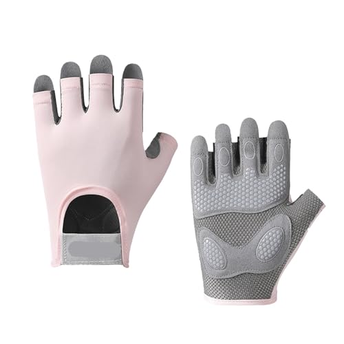 WLTYSM Sport Fitness Gloves Women Anti Slip Breathable Shock-Absorbing Half Finger Sports Cycling Yoga Dumbbell Weightlifting Gloves Turnhandschuhe(Light pink,L) von WLTYSM
