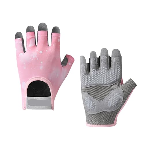 WLTYSM Sport Fitness Gloves Women Anti Slip Breathable Shock-Absorbing Half Finger Sports Cycling Yoga Dumbbell Weightlifting Gloves Turnhandschuhe(Pink,M) von WLTYSM