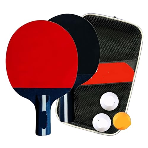 WLTYSM Tischtennisschläger mit 2 Schlägern und 3 Bällen, professionelles Tischtennisschläger-Set mit Tasche für Anfänger, Trainingsspiel, Tischtennisschläger (kurzer Griff) von WLTYSM