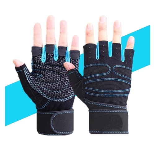 Weight Lifting Fitness Gloves for Men and Women Gym Cycling Yoga Bodybuilding Training Breathable Anti-Slip Half Finger Gloves Turnhandschuhe(Blue,L) von WLTYSM