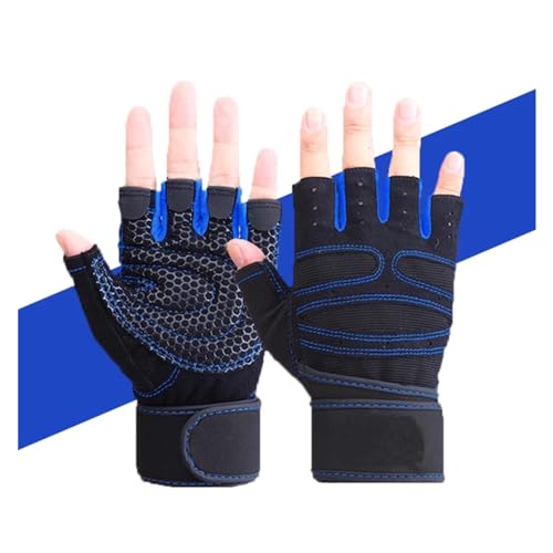 Weight Lifting Fitness Gloves for Men and Women Gym Cycling Yoga Bodybuilding Training Breathable Anti-Slip Half Finger Gloves Turnhandschuhe(Bule1,L) von WLTYSM