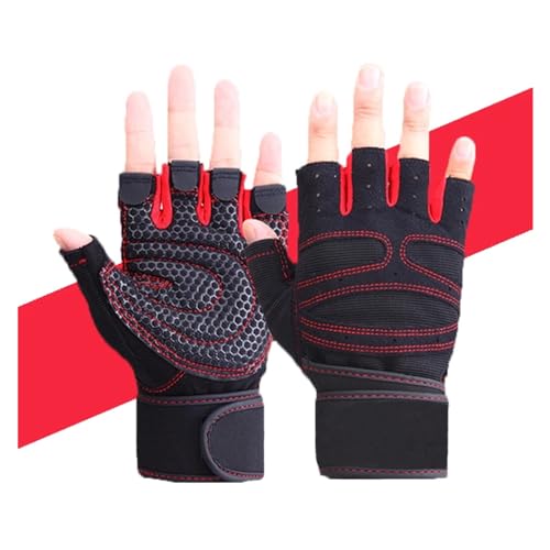 Weight Lifting Fitness Gloves for Men and Women Gym Cycling Yoga Bodybuilding Training Breathable Anti-Slip Half Finger Gloves Turnhandschuhe(Red,L) von WLTYSM
