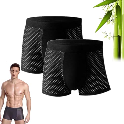 Boxhero Bamboo Fiber Boxer Briefs, Nylon Breathable Men's Underwear, Bamboo Fibre Boxer Shorts - for All-Day Comfort (Black,L) von WLWWCX