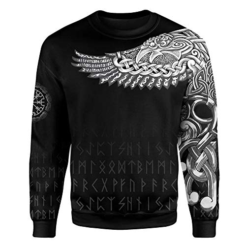 WLXW 2020 Vintage Odin Rune 3D-Gedruckter Hoodie, Nordische Mythologie Viking Tattoo Pagan Pullover, Mode Herbst Langarm Neutral Street Sweatshirt,Sweat,L WLXW 2020 Vintage Odin Rune 3D-Gedruckter Hoodie, Nordische Mythologie Viking Tattoo Pagan Pullover, Mode Herbst Langarm Neutral Street Sweatshirt,Sweat,L von WLXW