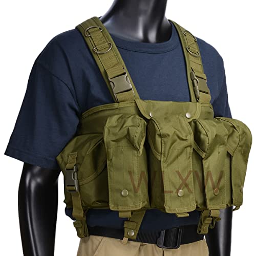 WLXW Army Military Tactical Assault Vest, Ak Tactical Brustweste, Combat Vest Kampfweste, Shooting Paintball Airsoft Zubehör Jagd,Grün von WLXW