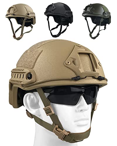 WLXW Fast Kugelsicherer Helm Level 3 Ballistischer Taktischer Helm, Persönliche Sicherheitsausrüstung, Mit Anti-Vibrationssystem, Kopf- Und Schwanzverstellung, Dämpfungssystem,Tan von WLXW