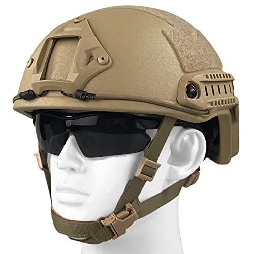 WLXW Level 3 Kugelsicherer Helm, Taktischer Ballistischer Helm Aus PE-Polyethylen, Für Airsoft Wargame CS Outdoor-Aktivitäten,Tan von WLXW