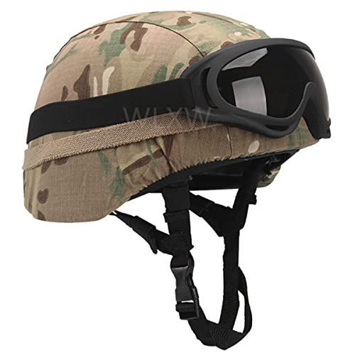 WLXW Mich Airsoft Helm Set, Mit Taktischem Helmüberzug & Taktischer Brille & Taktischem Cat Eye Helmband, Vollverkleidetes Militärisches Schutzheer Taktisches Paintball Helm,B von WLXW