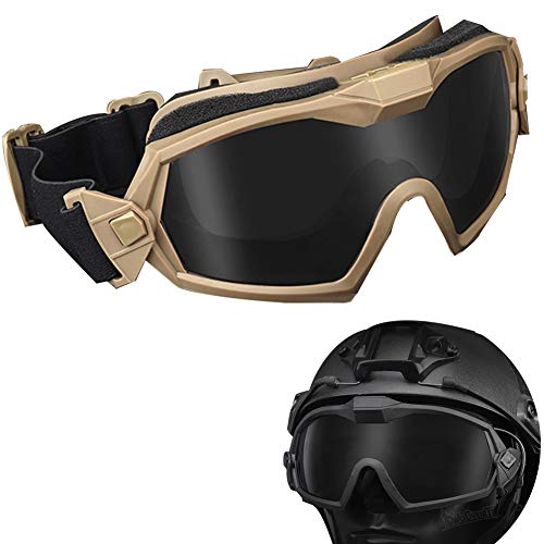 WLXW Taktische Nebelsichere Schutzbrille Mit Lüfter Für Airsoft Paintball Im Freien Militärsport Jagd- und Schießschutzbrille Ski Snowboard Bike Sport,Tan von WLXW