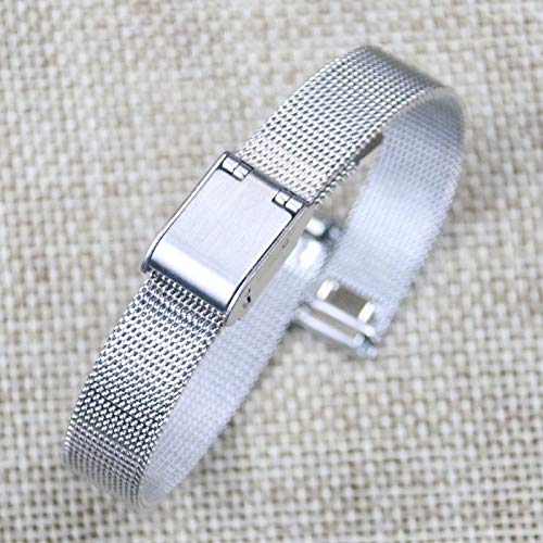 NedLoN Uhr Armband Metall Edelstahl Mesh Armband Armband Verstellbare Länge Schnellverschluss Damen Stahlband, Silberfarbe-16mm für Männer und Frauen von NedLoN