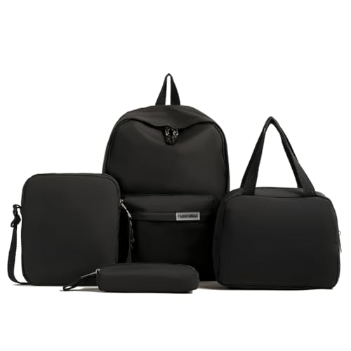 WMFASBAG 4-teiliges Rucksack-Set, Rucksack für Grundschüler, großes Fassungsvermögen, Schul-Büchertaschen-Set, wasserdicht, einfarbig, Lunchtasche, leichte Outdoor-Reisetasche von WMFASBAG