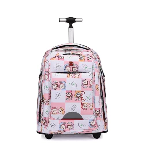 WMHYLYH Rollrucksack, wasserdichter Laptop-Rucksack mit Rollen für Erwachsene und Männer und Frauen, Handgepäckrucksack mit großen Rädern, Pink, 22inch, Business von WMHYLYH