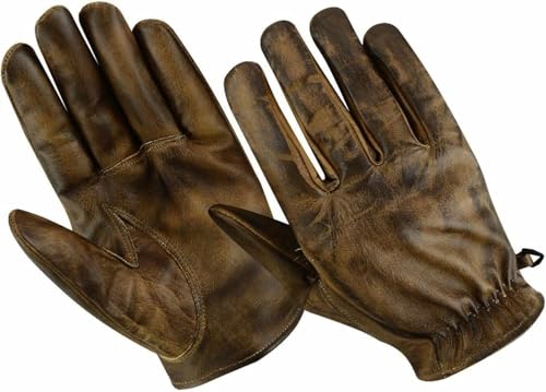 Cafe Racer Motorrad Leder Handschuhe Vintag Motorrad Retro Handschuhe Biker Motorrad Leder Handschuhe Motorrad Handschuhe (Brown, M) von WMW WALI MOTO WEAR