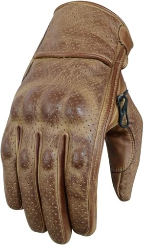 WMW WALI MOTO WEAR Cafe Motorradhandschuhe Motorrad Sommer Handschuhe Motorrad Chopper Handschuhe Motorrad Vintag Handschuhe (Brown, L) von WMW WALI MOTO WEAR