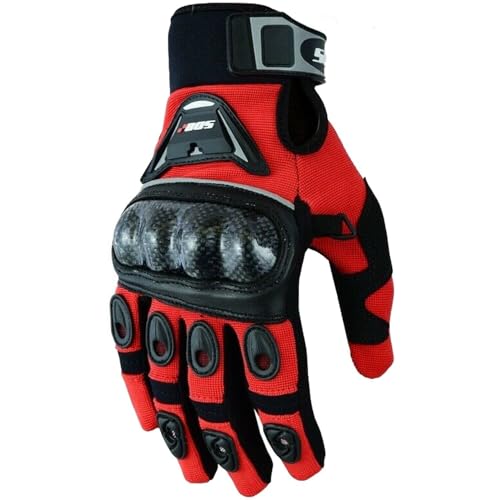 WMW WALI MOTO WEAR Fahrrad- und Motocross-Handschuhe MX MTB Downhill Freeride Langlebige, Flexible Materialien, luftdurchlässige Mesh-Einsätze Motorradhandschuhe Herren (RED, M) von WMW WALI MOTO WEAR