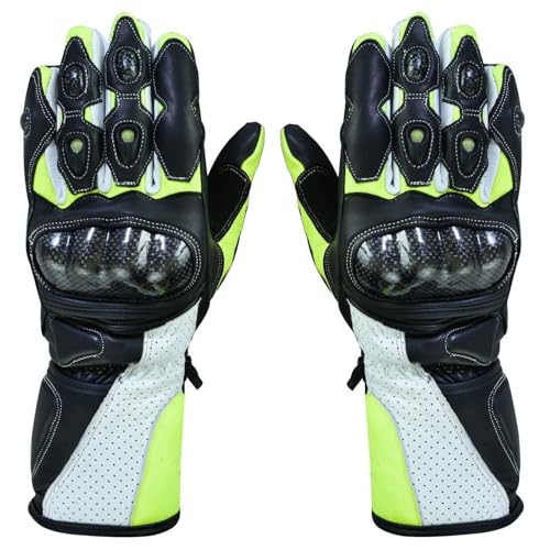 WMW WALI MOTO WEAR Herren Motorrad Spots Handschuhe Herren Motorrad Lederhandschuhe Motorrad Racing Gepanzerter Schutzhandschuh Perfekter Griff Langlebige Handschuhe (Green, 3XL) von WMW WALI MOTO WEAR