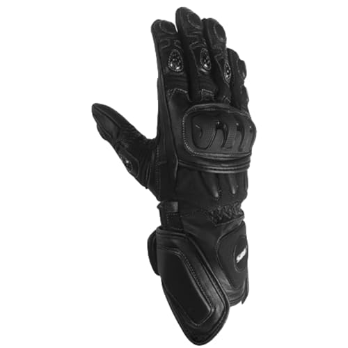 WMW WALI MOTO WEAR Motorradhandschuhe Herren Sommer, Sport Leder Handschuhe mit Carbon Knöchelprotektor, Handflächen- und Fingerschieber, Verstärkte Handfläche Motorrad Sommer Handschuhe (Black, S) von WMW WALI MOTO WEAR