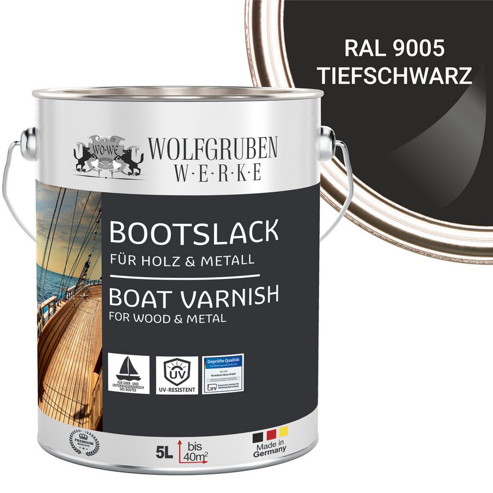 WO-WE Lack Bootslack Schiffslack Parkettlack Yachtlack W400, 0,75-5L, Seidenglänzend, Lösemittelbasis von WO-WE