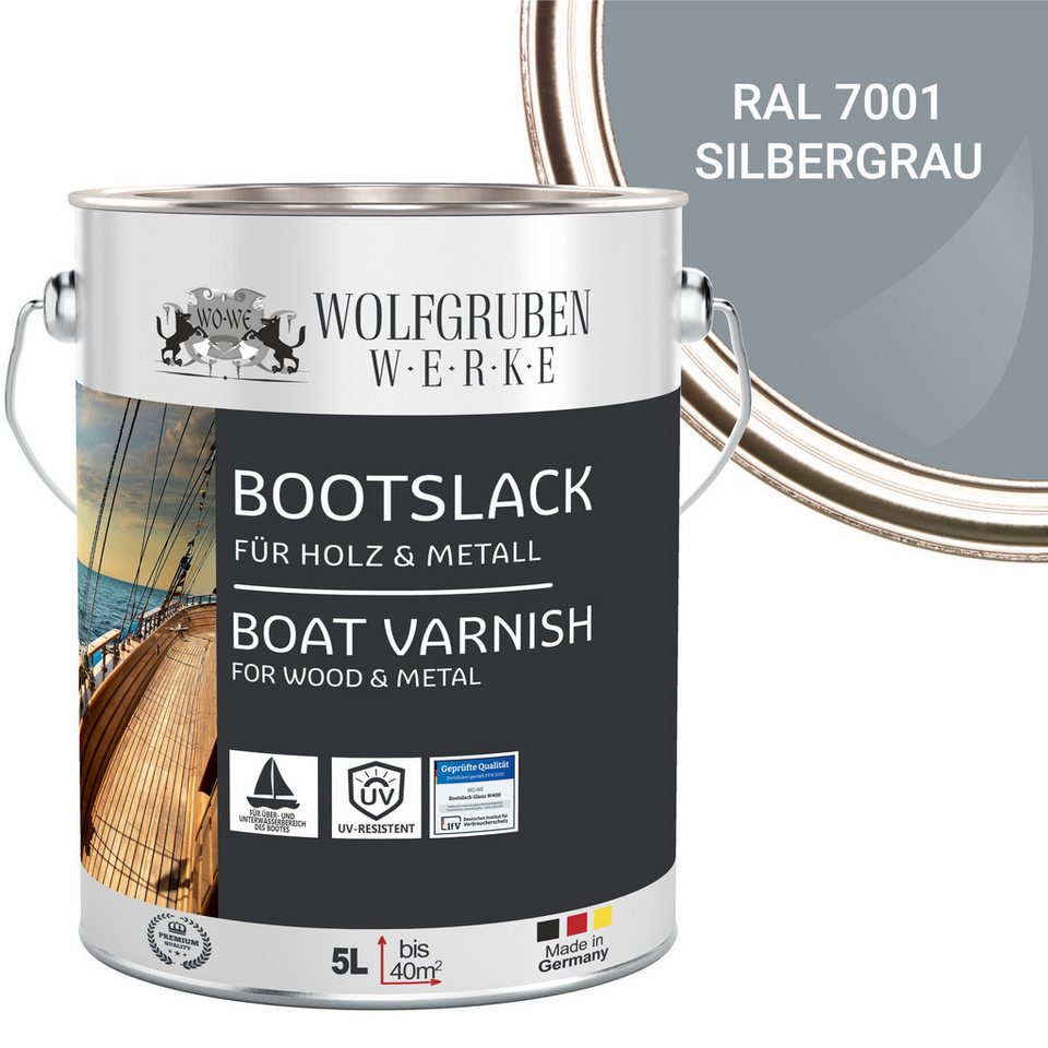 WO-WE Lack Bootslack Schiffslack Parkettlack Yachtlack W400, 0,75-5L, Seidenglänzend, Lösemittelbasis von WO-WE