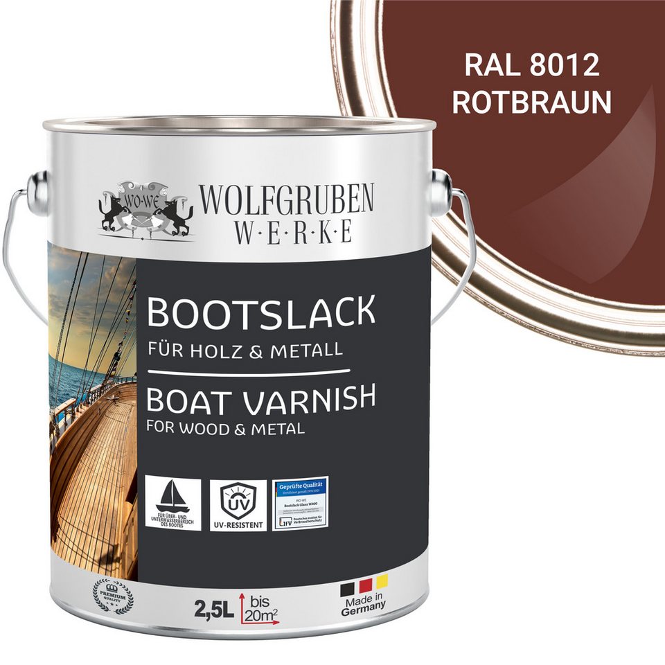 WO-WE Lack Bootslack Schiffslack Parkettlack Yachtlack W400, 0,75-5L, Seidenglänzend, Lösemittelbasis von WO-WE