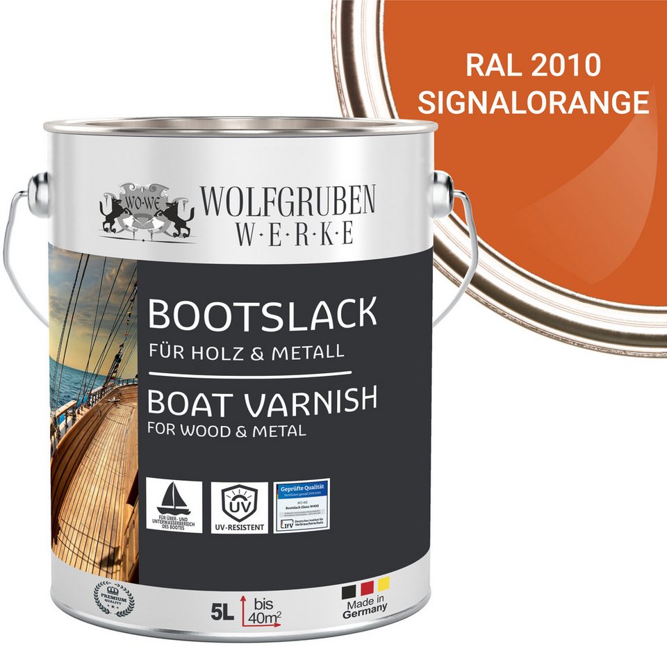 WO-WE Lack Bootslack Schiffslack Parkettlack Yachtlack W400, 0,75-5L, Seidenglänzend, Lösemittelbasis von WO-WE