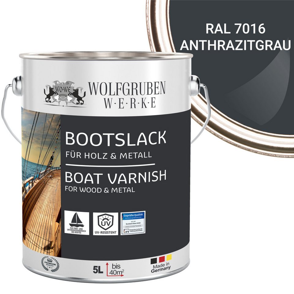 WO-WE Lack Bootslack Schiffslack Parkettlack Yachtlack W400, 0,75-5L, Seidenglänzend, Lösemittelbasis von WO-WE