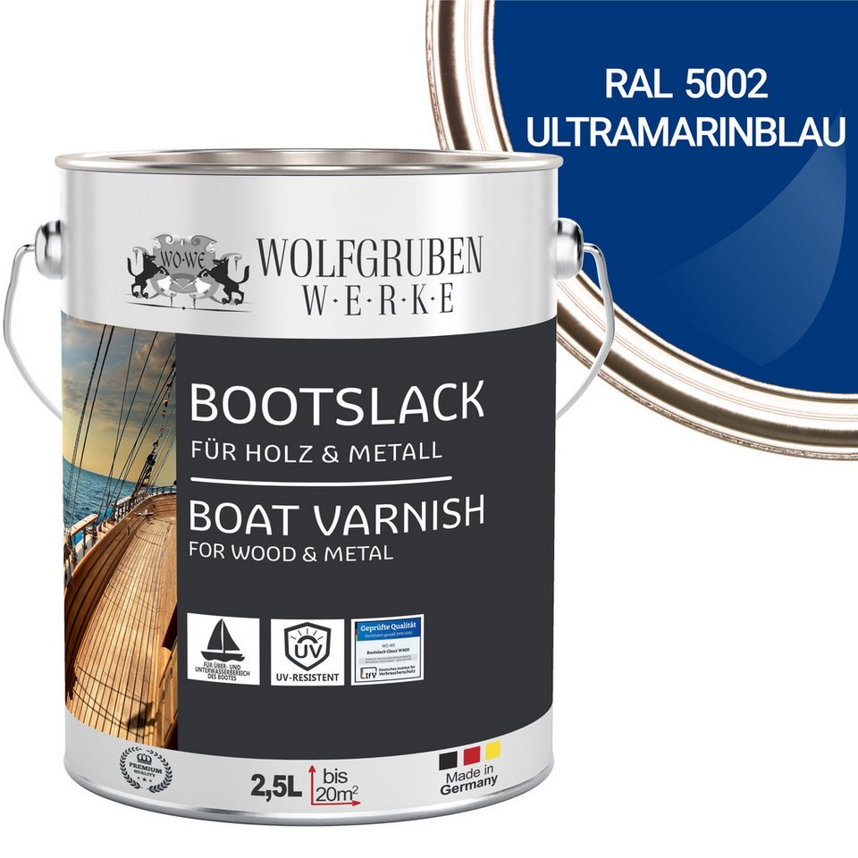 WO-WE Lack Bootslack Schiffslack Parkettlack Yachtlack W400, 0,75-5L, Seidenglänzend, Lösemittelbasis WO-WE Lack Bootslack Schiffslack Parkettlack Yachtlack W400, 0,75-5L, Seidenglänzend, Lösemittelbasis von WO-WE