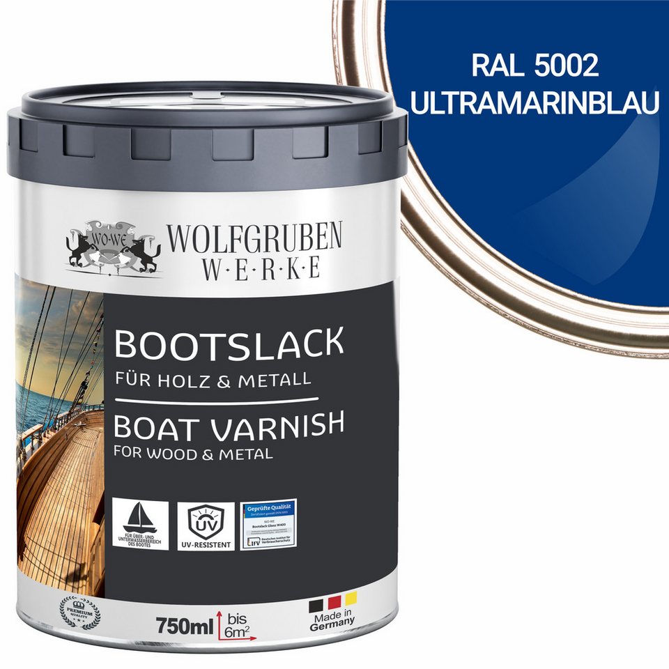 WO-WE Lack Bootslack Schiffslack Parkettlack Yachtlack W400, 0,75-5L, Seidenglänzend, Lösemittelbasis von WO-WE