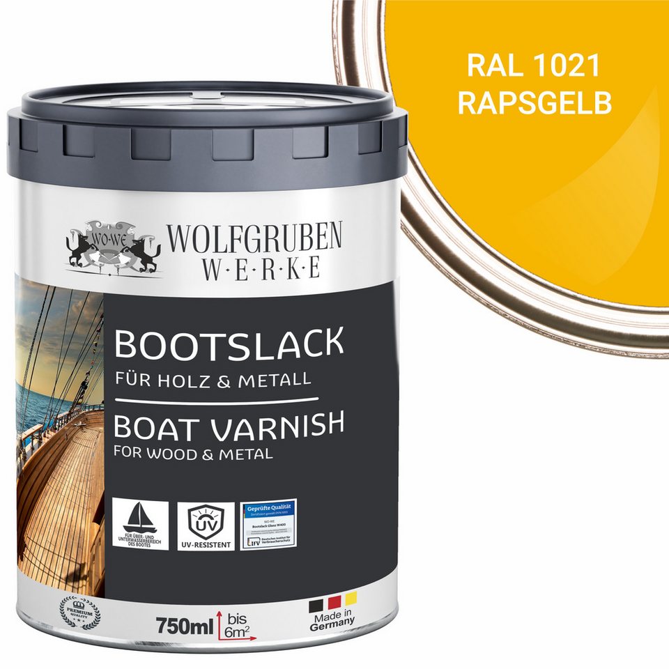 WO-WE Lack Bootslack Schiffslack Parkettlack Yachtlack W400, 0,75-5L, Seidenglänzend, Lösemittelbasis von WO-WE