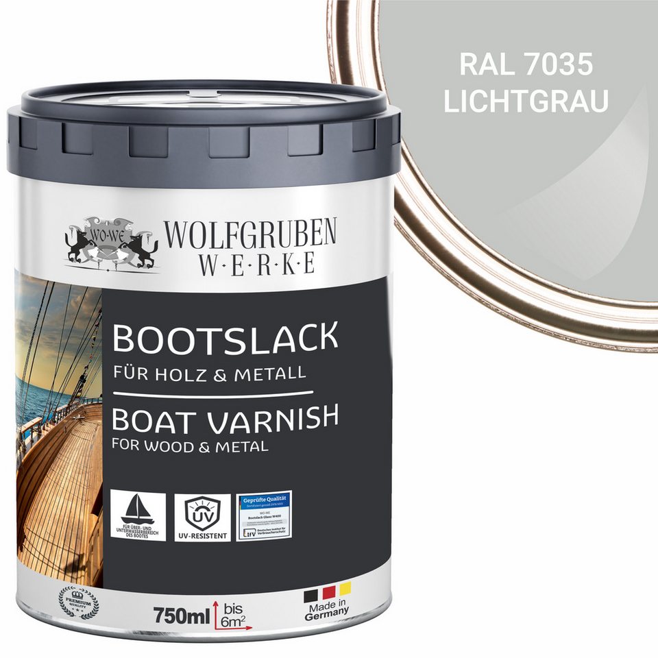 WO-WE Lack Bootslack Schiffslack Parkettlack Yachtlack W400, 0,75-5L, Seidenglänzend, Lösemittelbasis von WO-WE