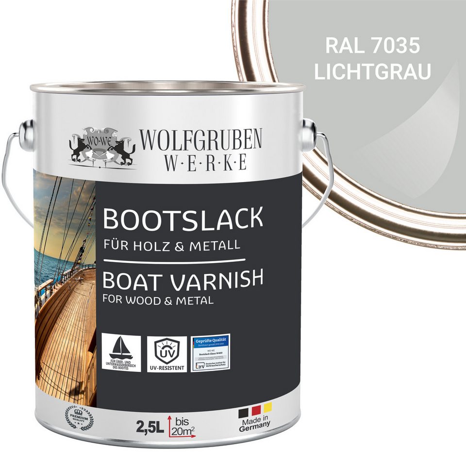 WO-WE Lack Bootslack Schiffslack Parkettlack Yachtlack W400, 0,75-5L, Seidenglänzend, Lösemittelbasis von WO-WE