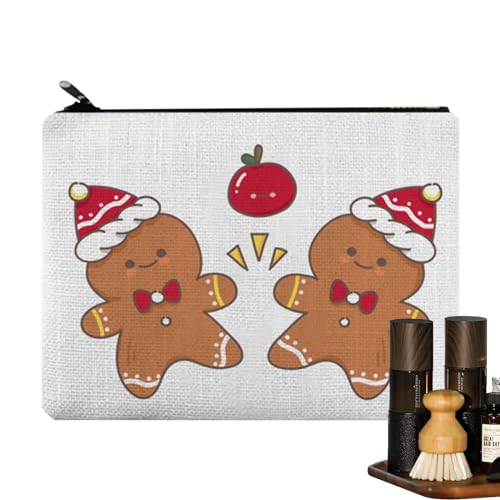 Tragbare Schminktasche, Reisetasche aus Segeltuch für Weihnachten, Make-up-Organizer, Kulturbeutel, Kosmetikkoffer mit Reißverschluss für tragbares Zubehör für kosmetische Toilettenartikel Wobblo von WOBBLO