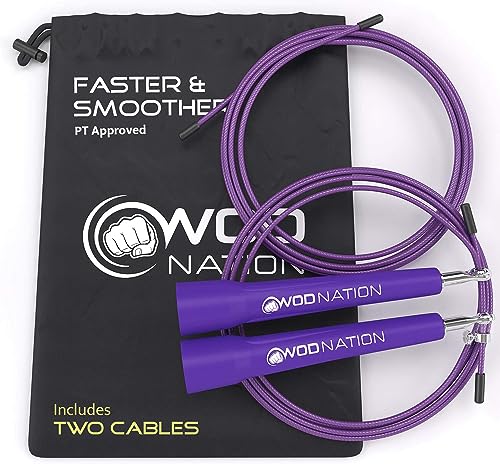 WOD Nation Verstellbares Speed-Springseil für Männer, Frauen und Kinder – schnelles Fitness-Springseil, perfekt für Boxen, MMA, Ausdauer – Lila von WOD Nation